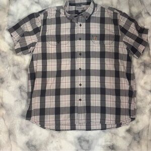 Carhartt Men's Plaid Button-Down Shirt in Black, Gray, and White